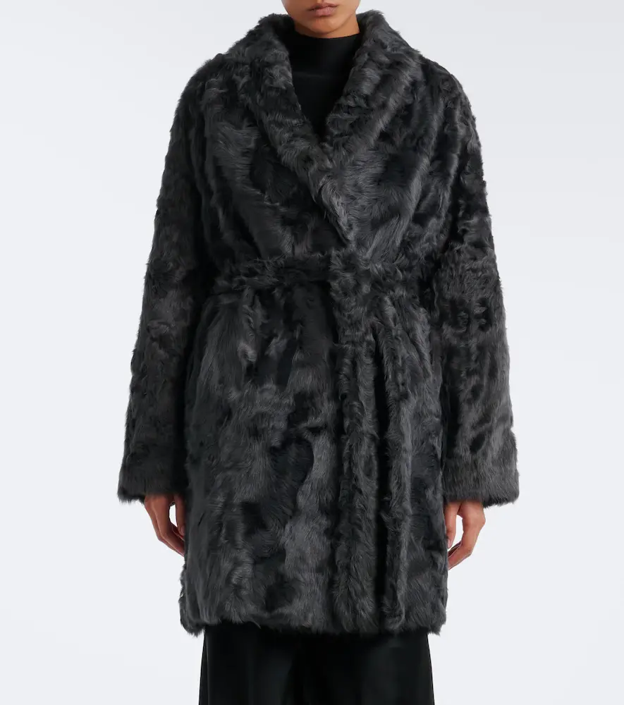 Yves Salomon Shearling wrap coat | Thumbnail 5