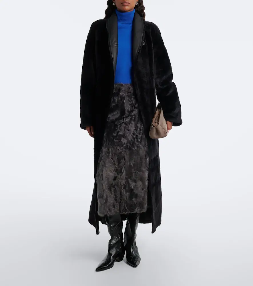 Yves Salomon Shearling midi skirt | Thumbnail 4