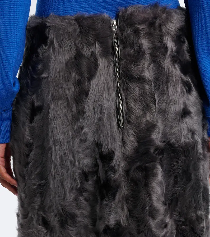 Yves Salomon Shearling midi skirt | Thumbnail 6