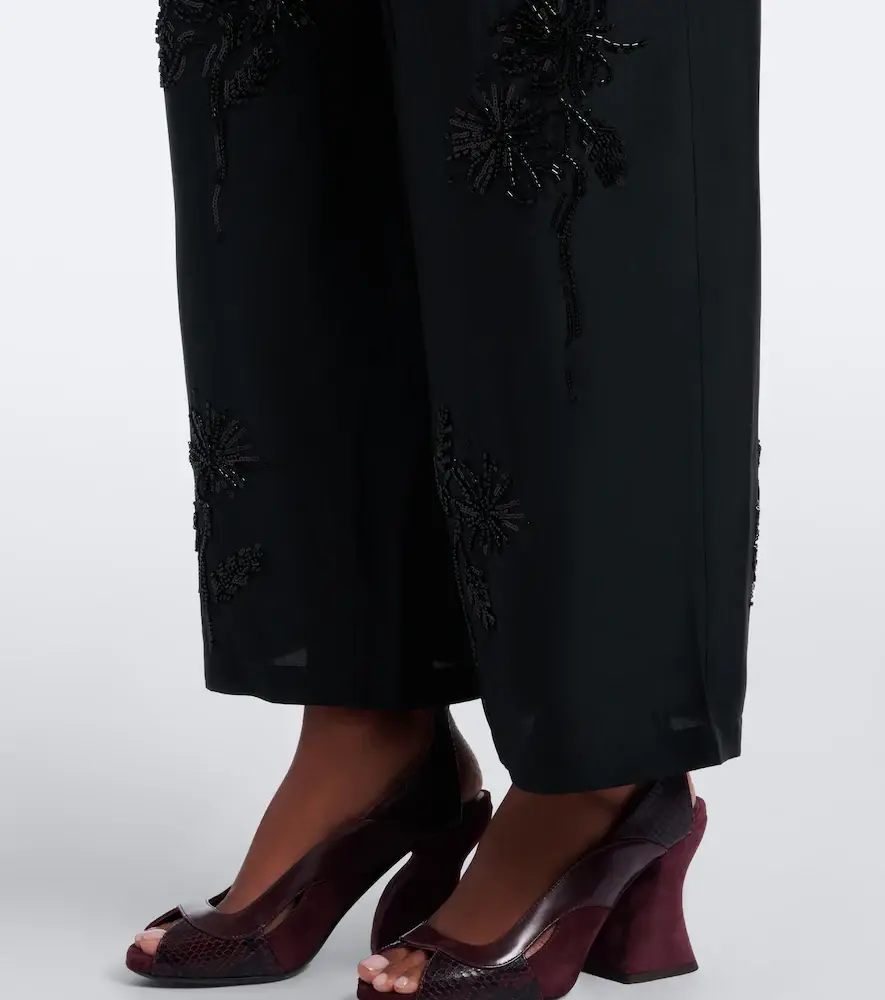 Jacques Wei Embellished leather-trimmed wide-leg pants | Thumbnail 2 Jacques Wei Embellished leather-trimmed wide-leg pants | Thumbnail 2