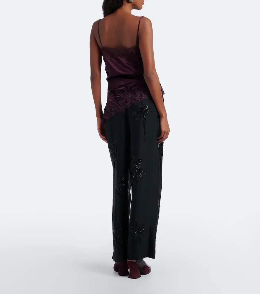 Jacques Wei Embellished leather-trimmed wide-leg pants | Thumbnail 3 Jacques Wei Embellished leather-trimmed wide-leg pants | Thumbnail 3