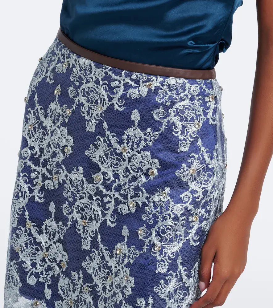 Jacques Wei Embellished leather-trimmed lace miniskirt | Thumbnail 3 Jacques Wei Embellished leather-trimmed lace miniskirt | Thumbnail 3