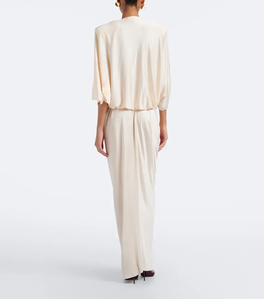Jacques Wei Floral-appliqué gathered satin maxi dress | Thumbnail 2