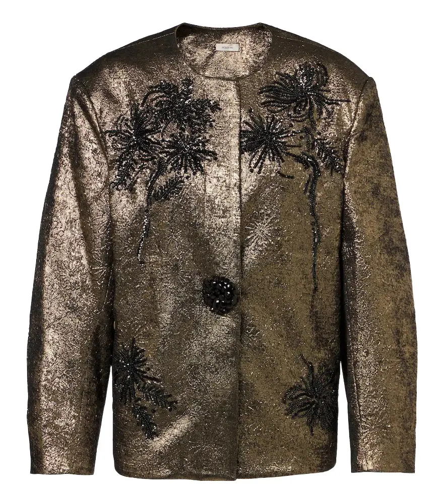 Embellished brocade blazer