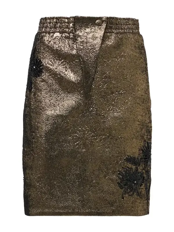 Embellished brocade miniskirt