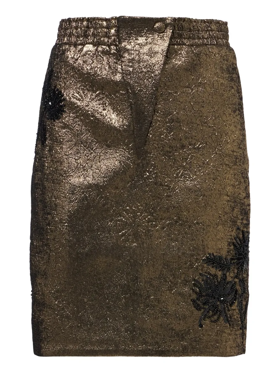 Embellished brocade miniskirt