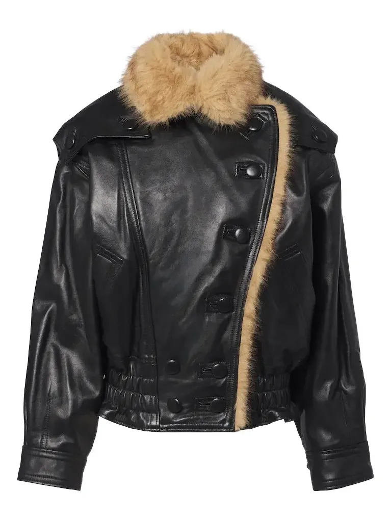 Valina double-breasted leather jacket