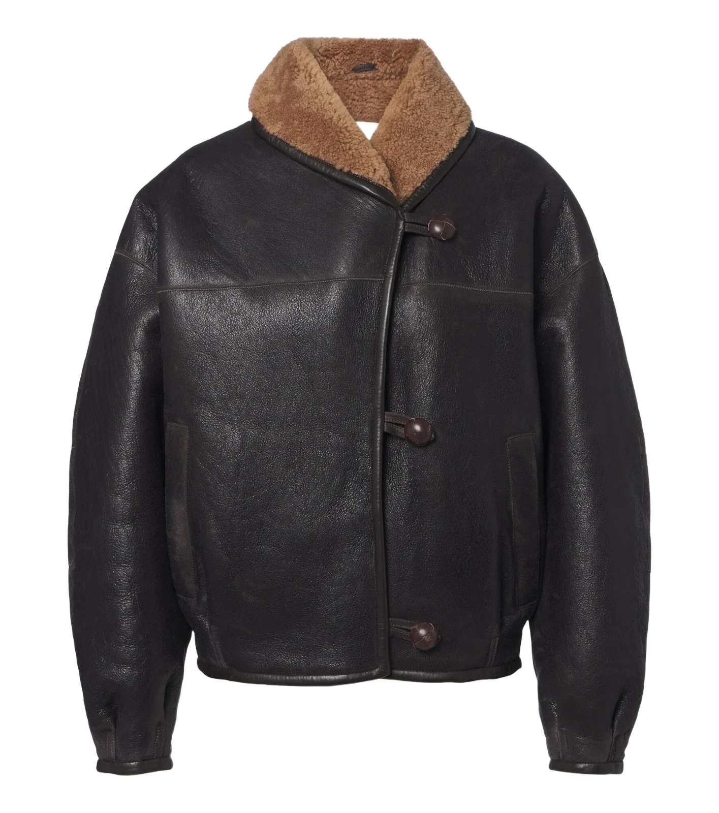Charina shearling-trimmed leather jacket Charina shearling-trimmed leather jacket