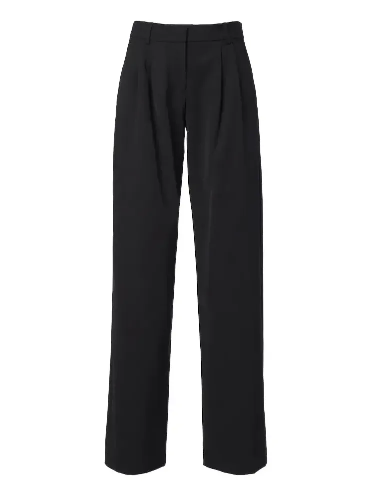 Lyda pleated virgin wool wide-leg pants