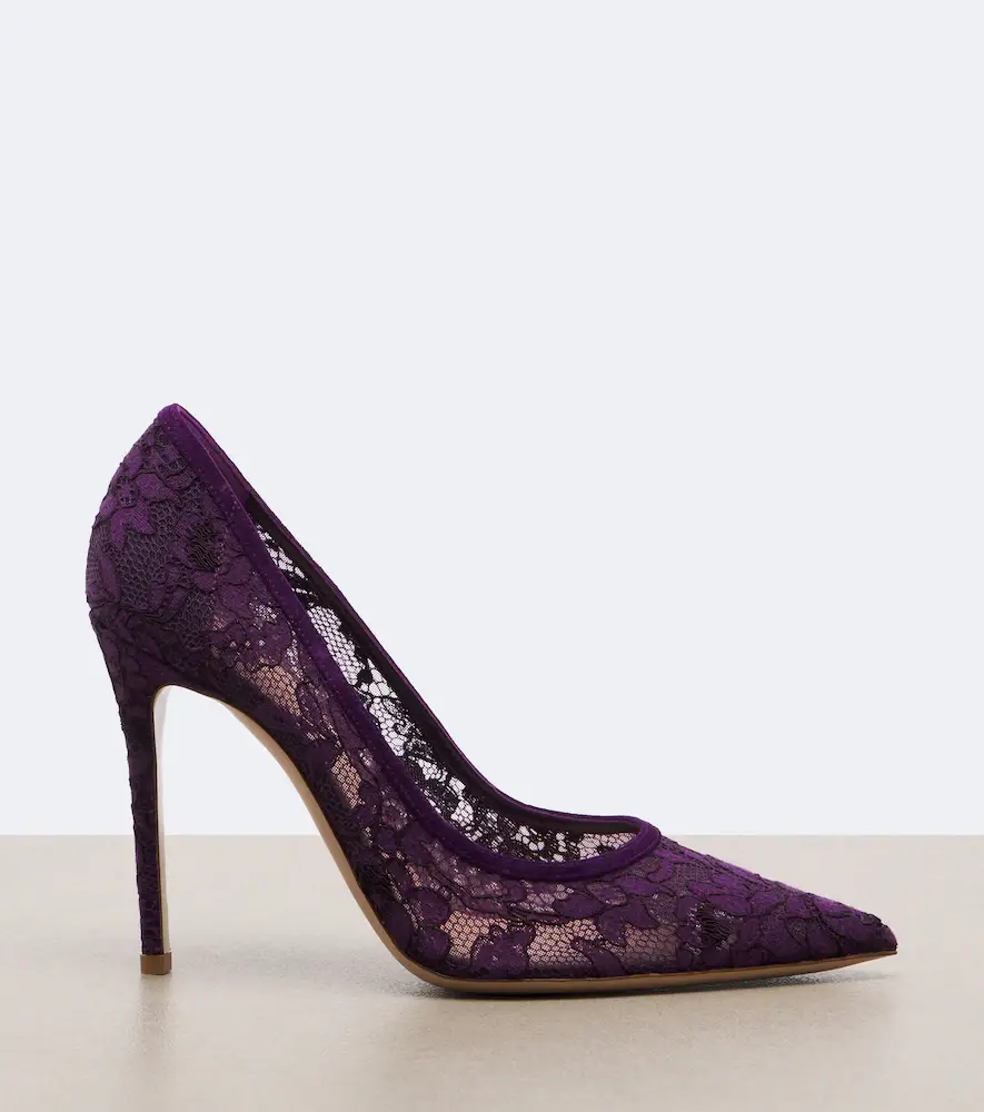 Gianvito Rossi Claudia suede-trimmed lace pumps | Thumbnail 2 Gianvito Rossi Claudia suede-trimmed lace pumps | Thumbnail 2