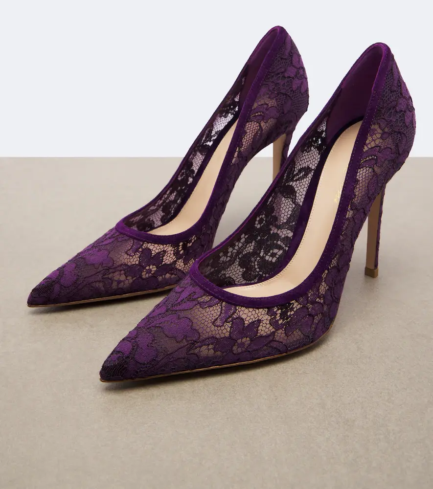 Gianvito Rossi Claudia suede-trimmed lace pumps | Thumbnail 3 Gianvito Rossi Claudia suede-trimmed lace pumps | Thumbnail 3