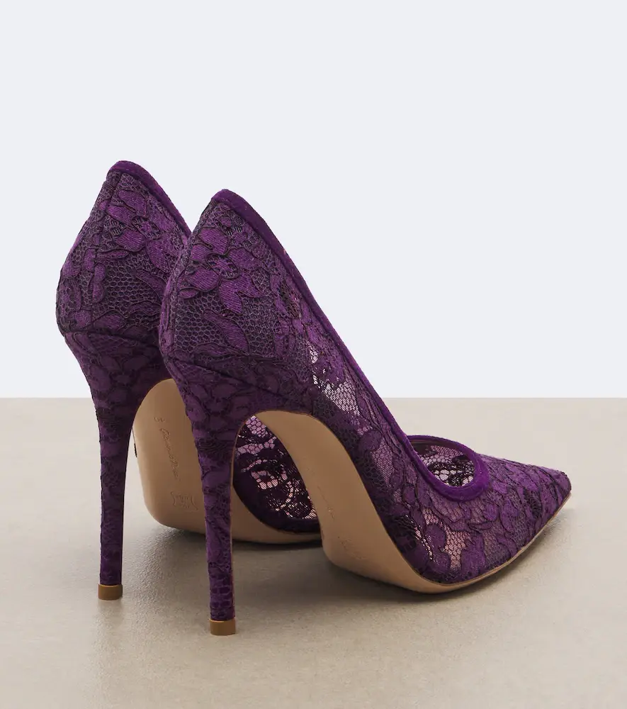 Gianvito Rossi Claudia suede-trimmed lace pumps | Thumbnail 4 Gianvito Rossi Claudia suede-trimmed lace pumps | Thumbnail 4