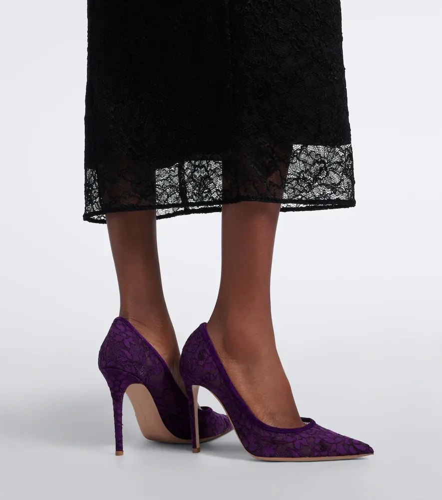 Gianvito Rossi Claudia suede-trimmed lace pumps | Thumbnail 6 Gianvito Rossi Claudia suede-trimmed lace pumps | Thumbnail 6