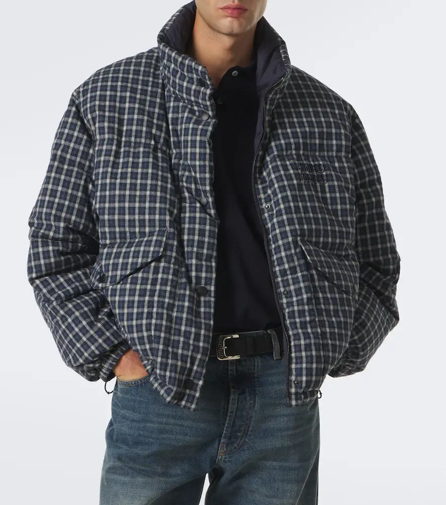 Miu Miu Reversible cotton flannel down jacket | Thumbnail 5