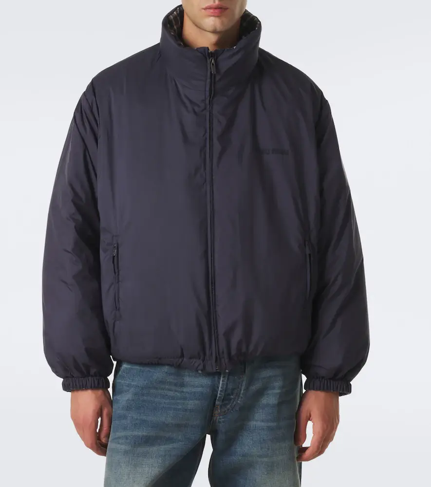 Miu Miu Reversible cotton flannel down jacket | Thumbnail 6