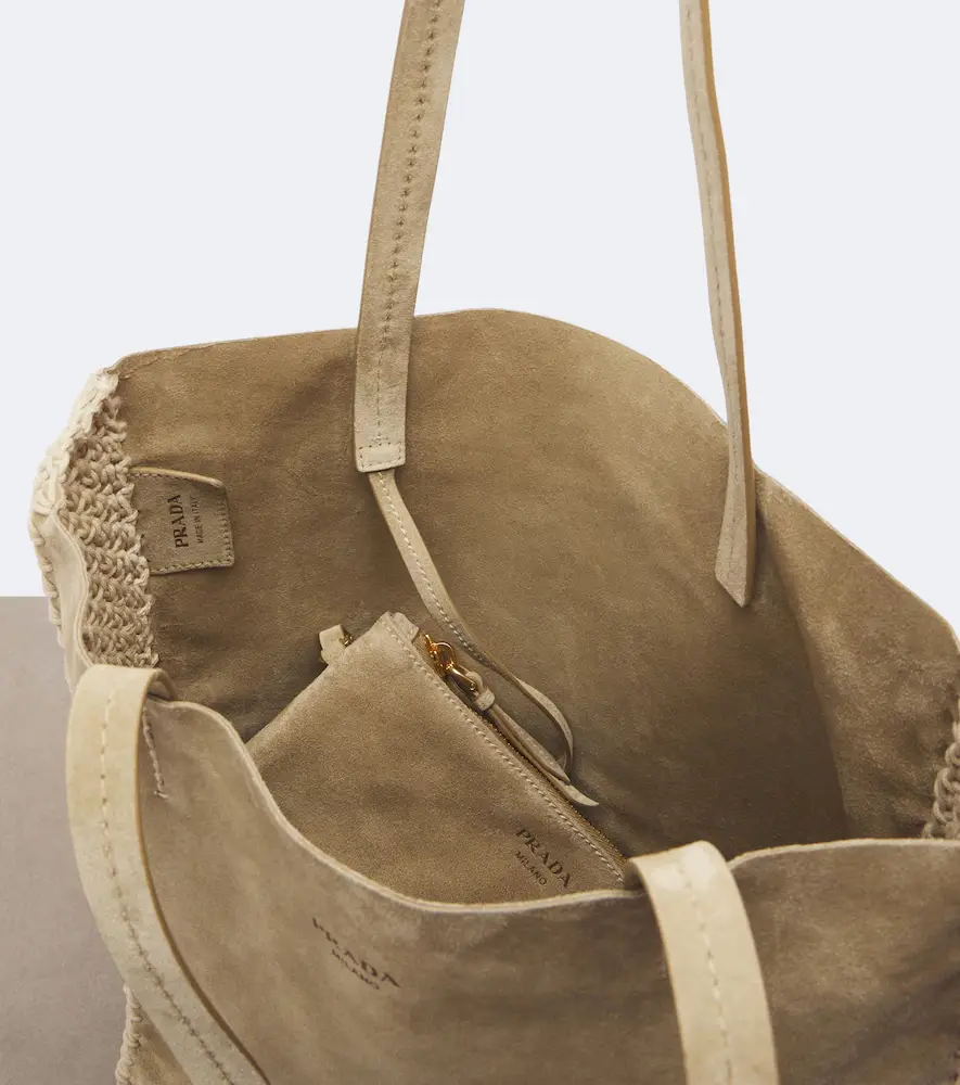 Prada Large crochet suede shopper | Thumbnail 3 Prada Large crochet suede shopper | Thumbnail 3