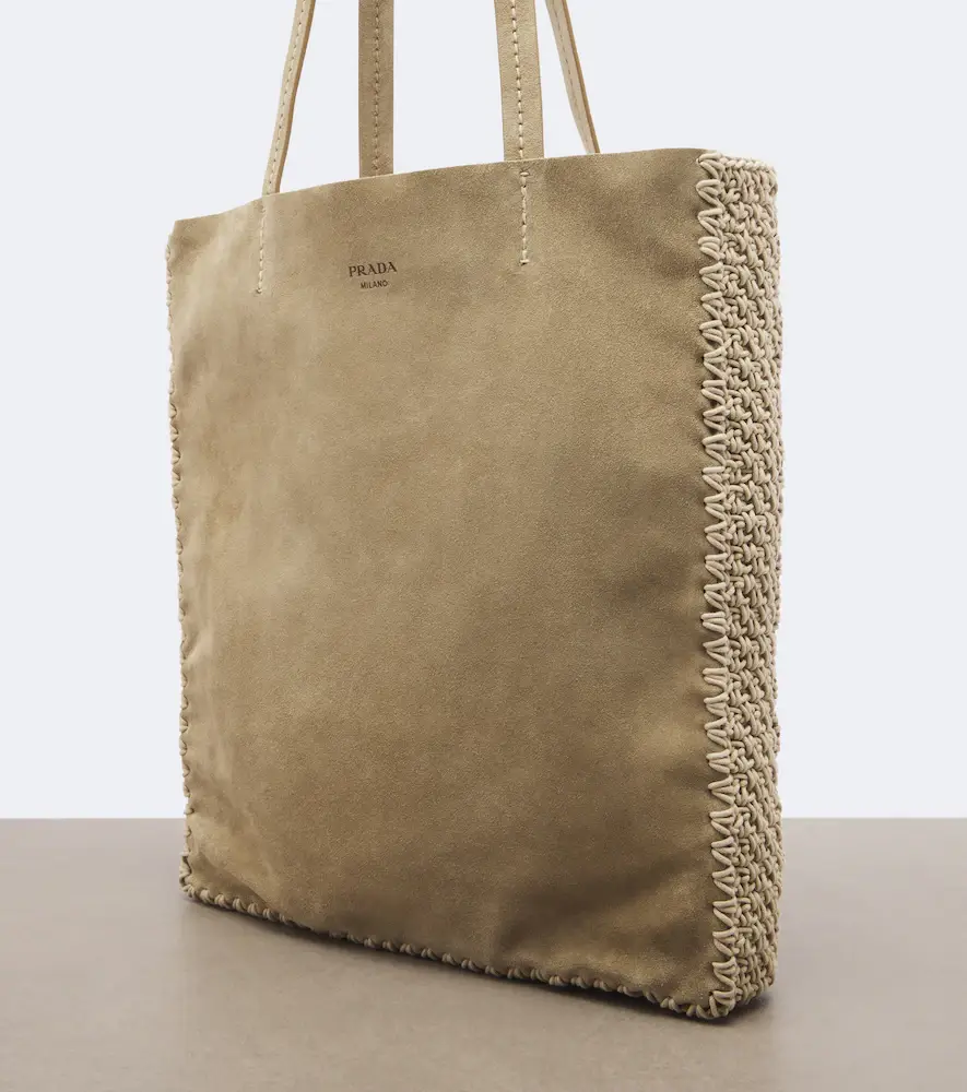 Prada Large crochet suede shopper | Thumbnail 4 Prada Large crochet suede shopper | Thumbnail 4