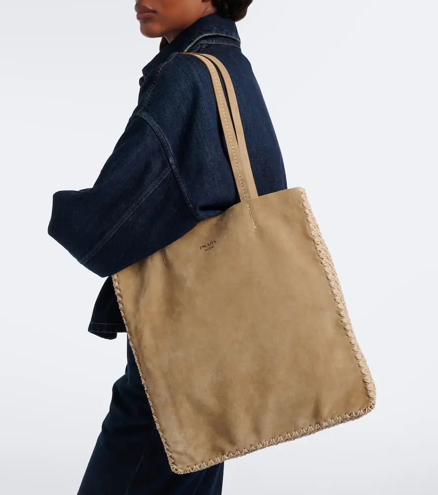 Prada Large crochet suede shopper | Thumbnail 5 Prada Large crochet suede shopper | Thumbnail 5