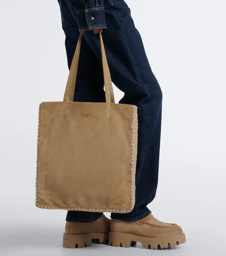Prada Large crochet suede shopper | Thumbnail 7 Prada Large crochet suede shopper | Thumbnail 7