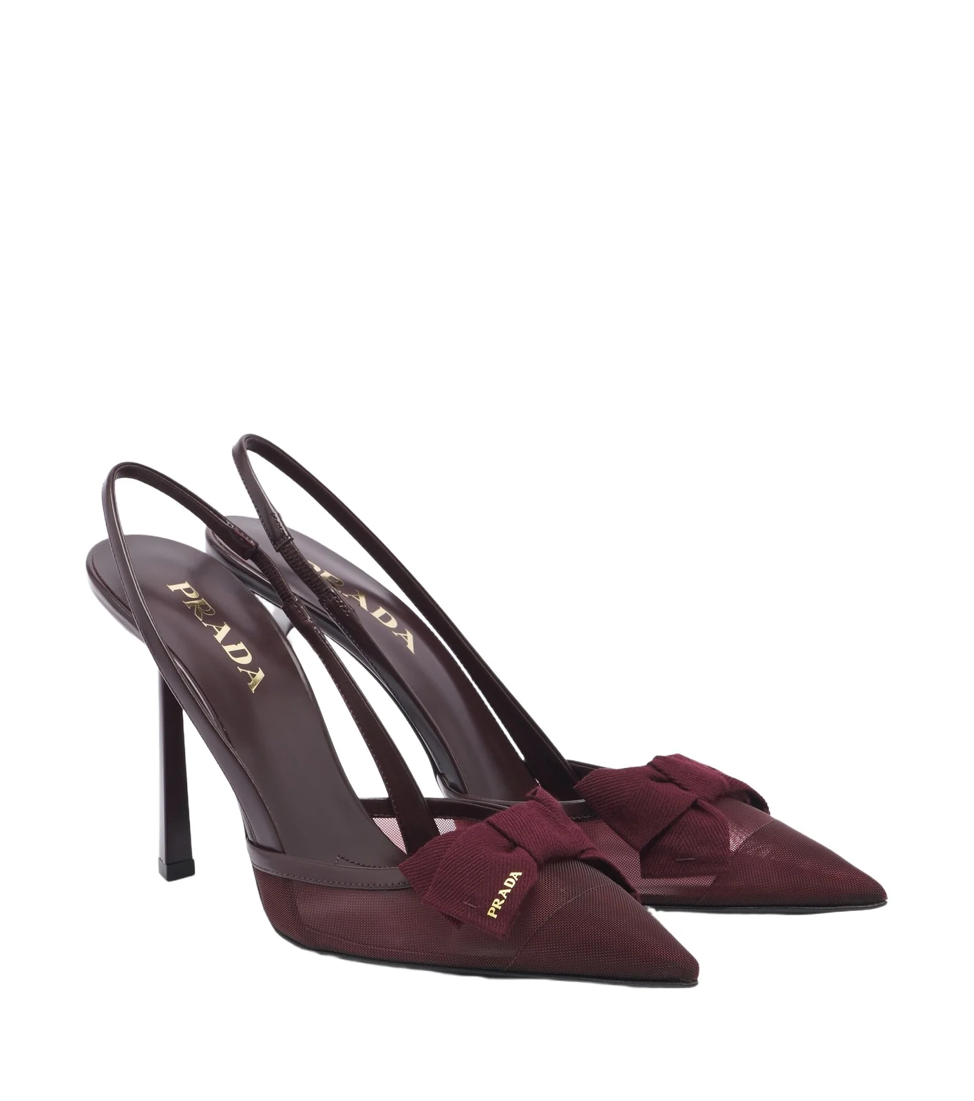 Prada Bow-detail mesh slingback pumps