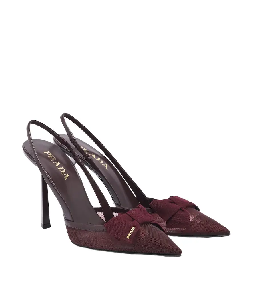 Bow-detail mesh slingback pumps Bow-detail mesh slingback pumps