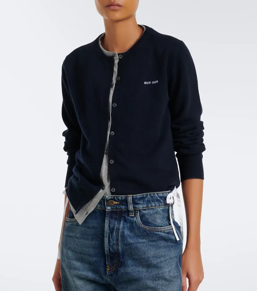 Miu Miu Layered cashmere cardigan | Thumbnail 3 Miu Miu Layered cashmere cardigan | Thumbnail 3