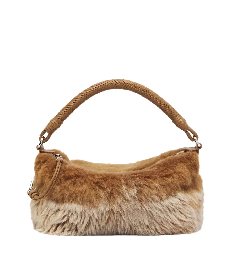 Loewe Cala Mini shearling top-handle bag