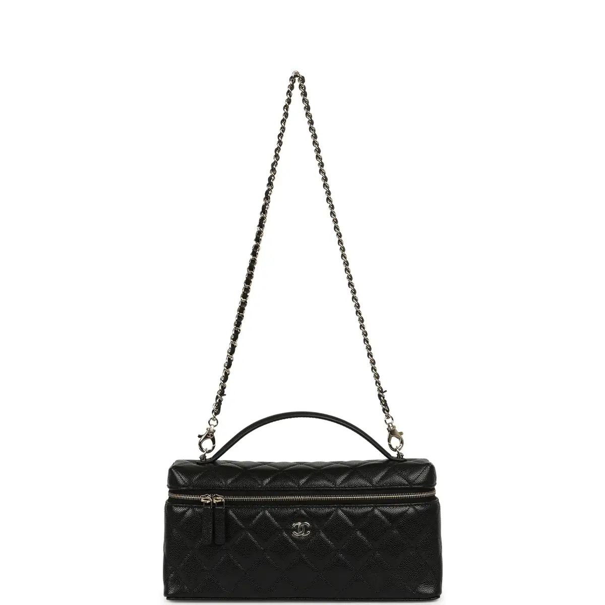 Chanel Chanel East West Top Handle Long Vanity Case with Chain Black Caviar Light Gold Hardware | Thumbnail 7 Chanel Chanel East West Top Handle Long Vanity Case with Chain Black Caviar Light Gold Hardware | Thumbnail 7