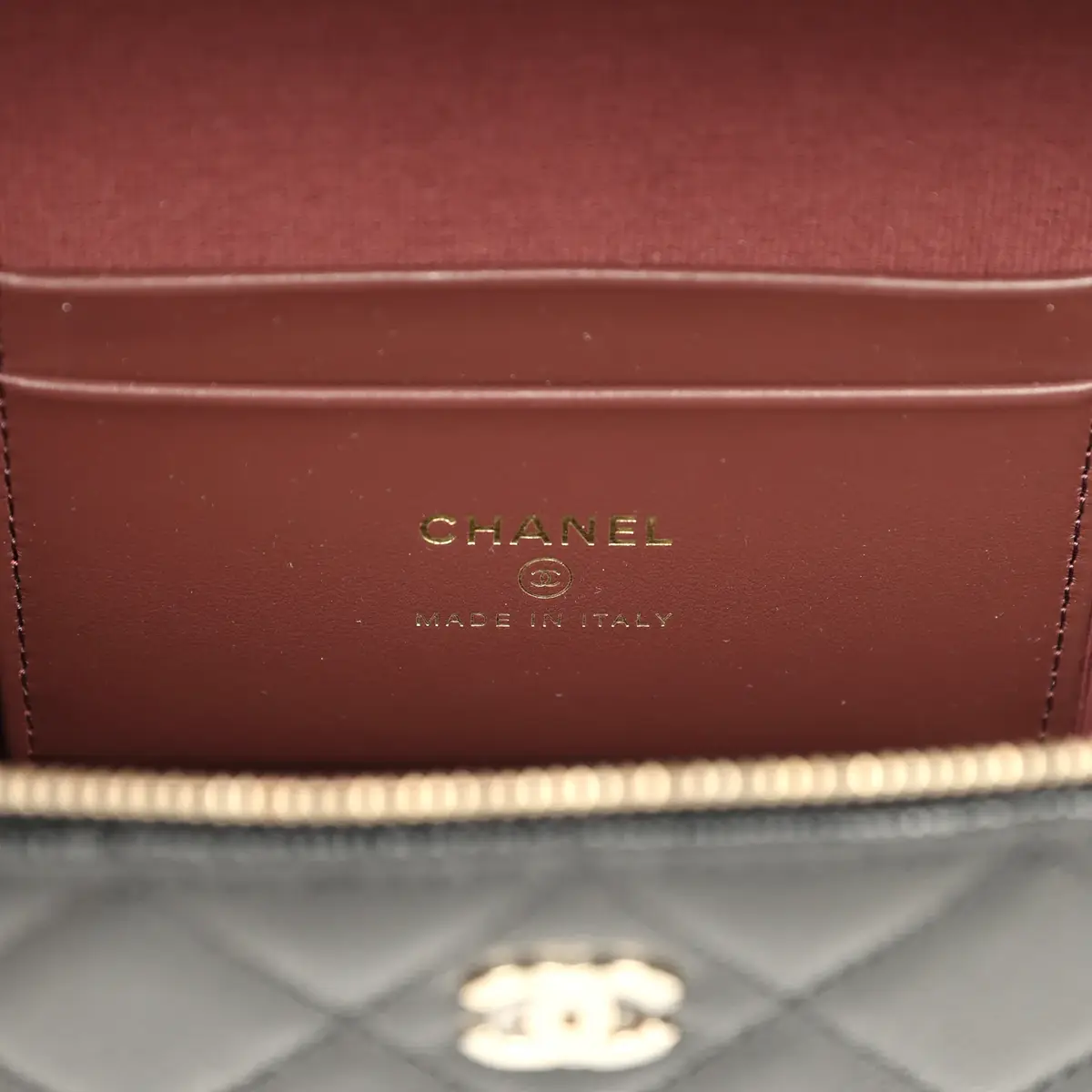 Chanel Chanel East West Top Handle Long Vanity Case with Chain Black Caviar Light Gold Hardware | Thumbnail 8 Chanel Chanel East West Top Handle Long Vanity Case with Chain Black Caviar Light Gold Hardware | Thumbnail 8