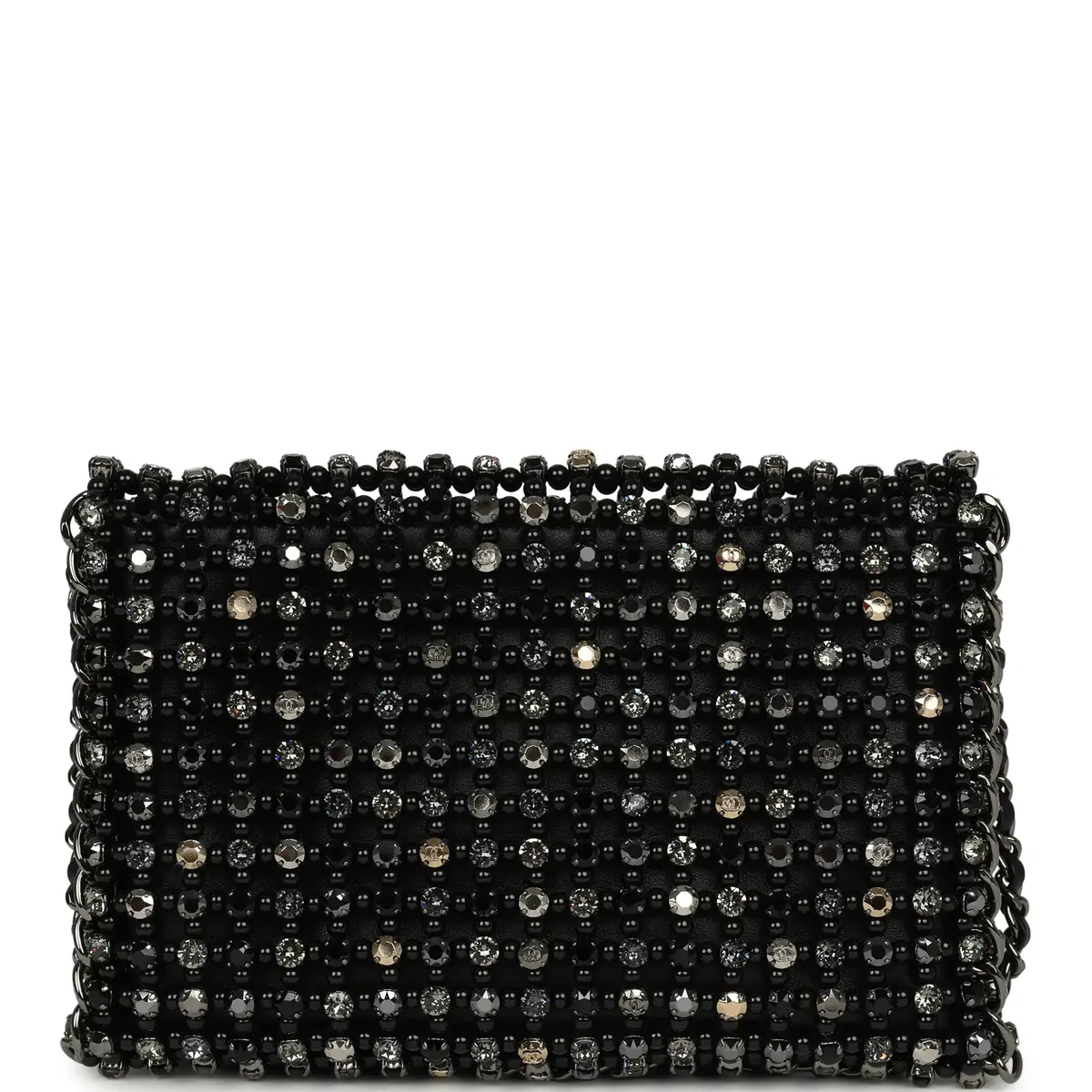 Chanel Chanel Medium Beaded Evening Bag Strass, Pearl, Black Leather Ruthenium Hardware | Thumbnail 4 Chanel Chanel Medium Beaded Evening Bag Strass, Pearl, Black Leather Ruthenium Hardware | Thumbnail 4