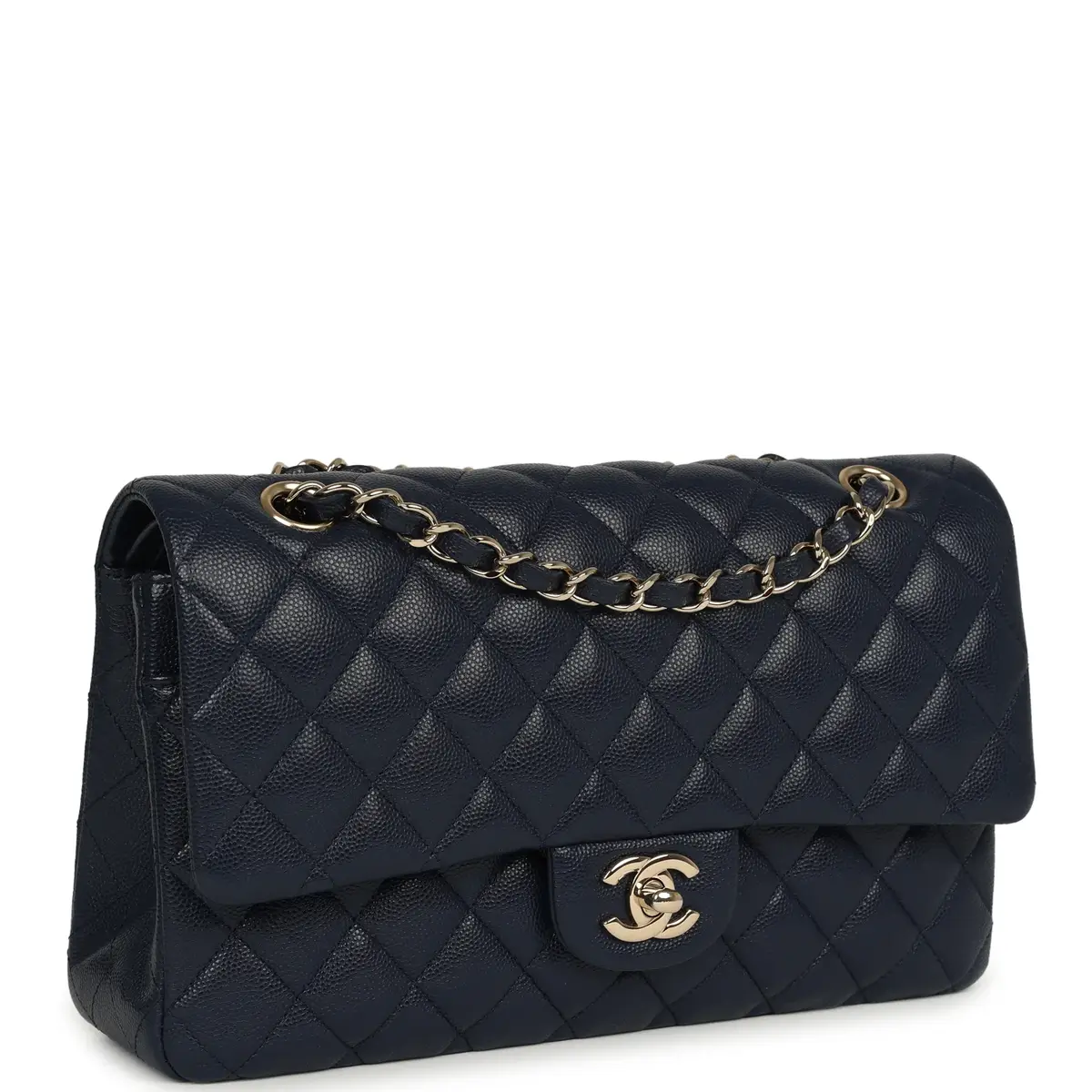 Chanel Chanel Medium Classic Double Flap Bag Navy Blue Shiny Caviar Light Gold Hardware | Thumbnail 2 Chanel Chanel Medium Classic Double Flap Bag Navy Blue Shiny Caviar Light Gold Hardware | Thumbnail 2