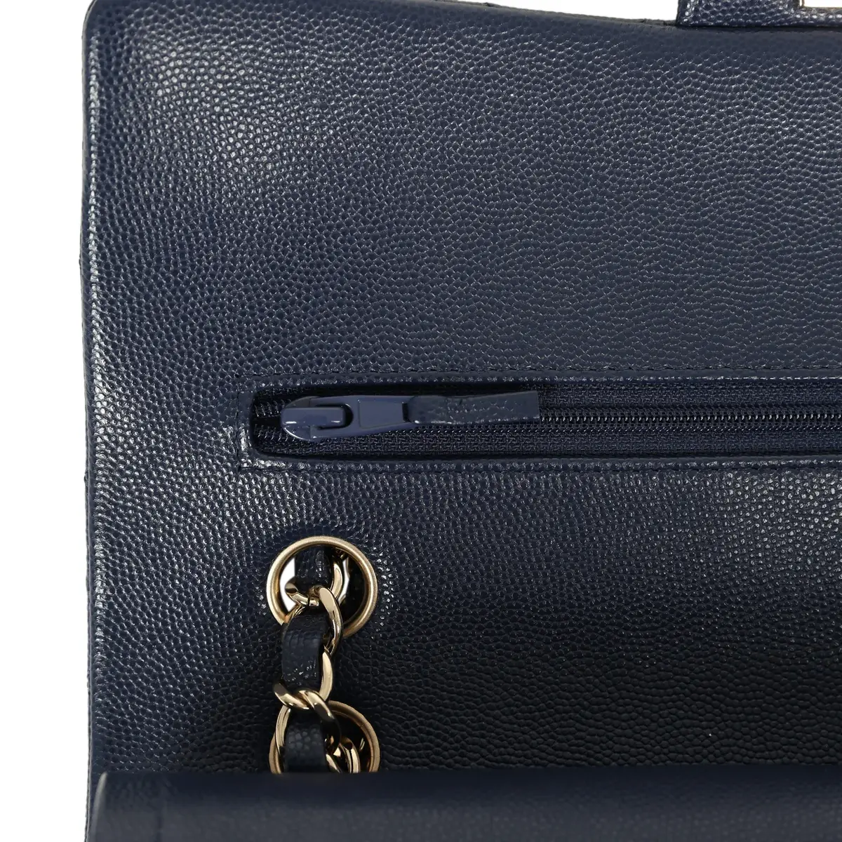 Chanel Chanel Medium Classic Double Flap Bag Navy Blue Shiny Caviar Light Gold Hardware | Thumbnail 8 Chanel Chanel Medium Classic Double Flap Bag Navy Blue Shiny Caviar Light Gold Hardware | Thumbnail 8