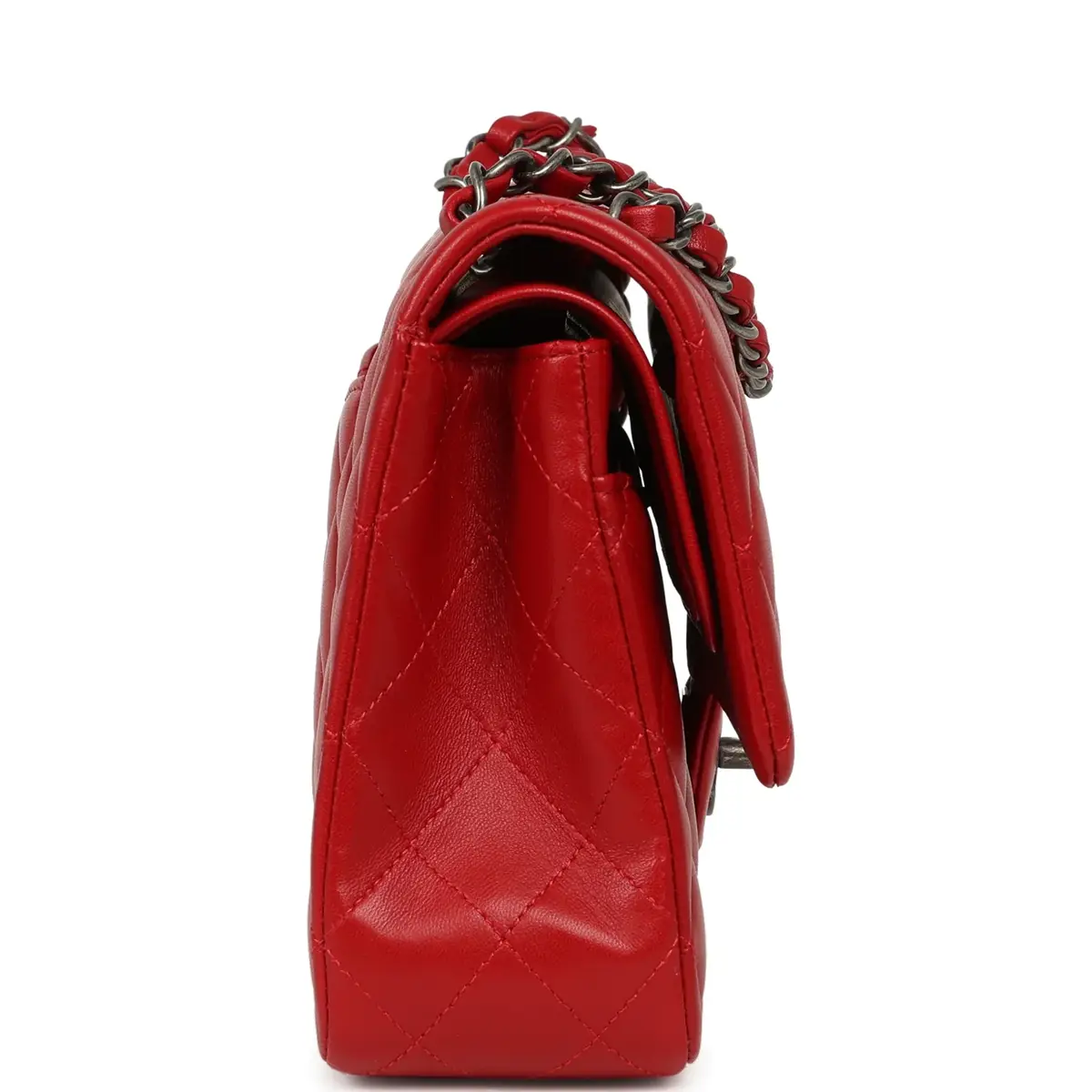 Chanel Chanel Medium Classic Double Flap Bag Red Lambskin Aged Ruthenium Hardware | Thumbnail 3 Chanel Chanel Medium Classic Double Flap Bag Red Lambskin Aged Ruthenium Hardware | Thumbnail 3