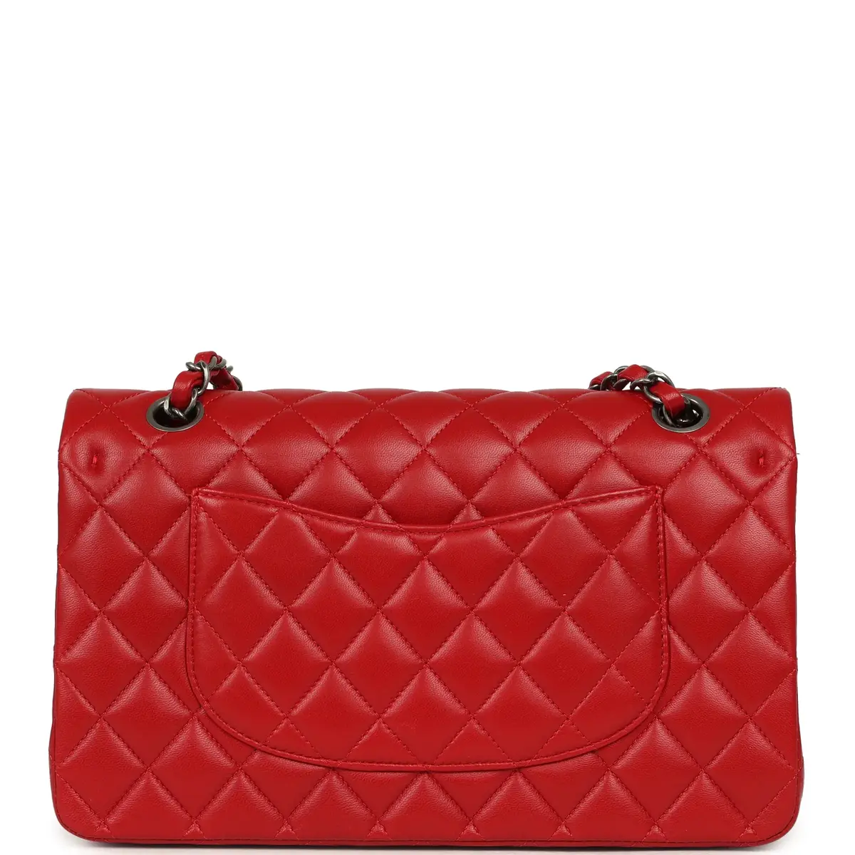Chanel Chanel Medium Classic Double Flap Bag Red Lambskin Aged Ruthenium Hardware | Thumbnail 4 Chanel Chanel Medium Classic Double Flap Bag Red Lambskin Aged Ruthenium Hardware | Thumbnail 4