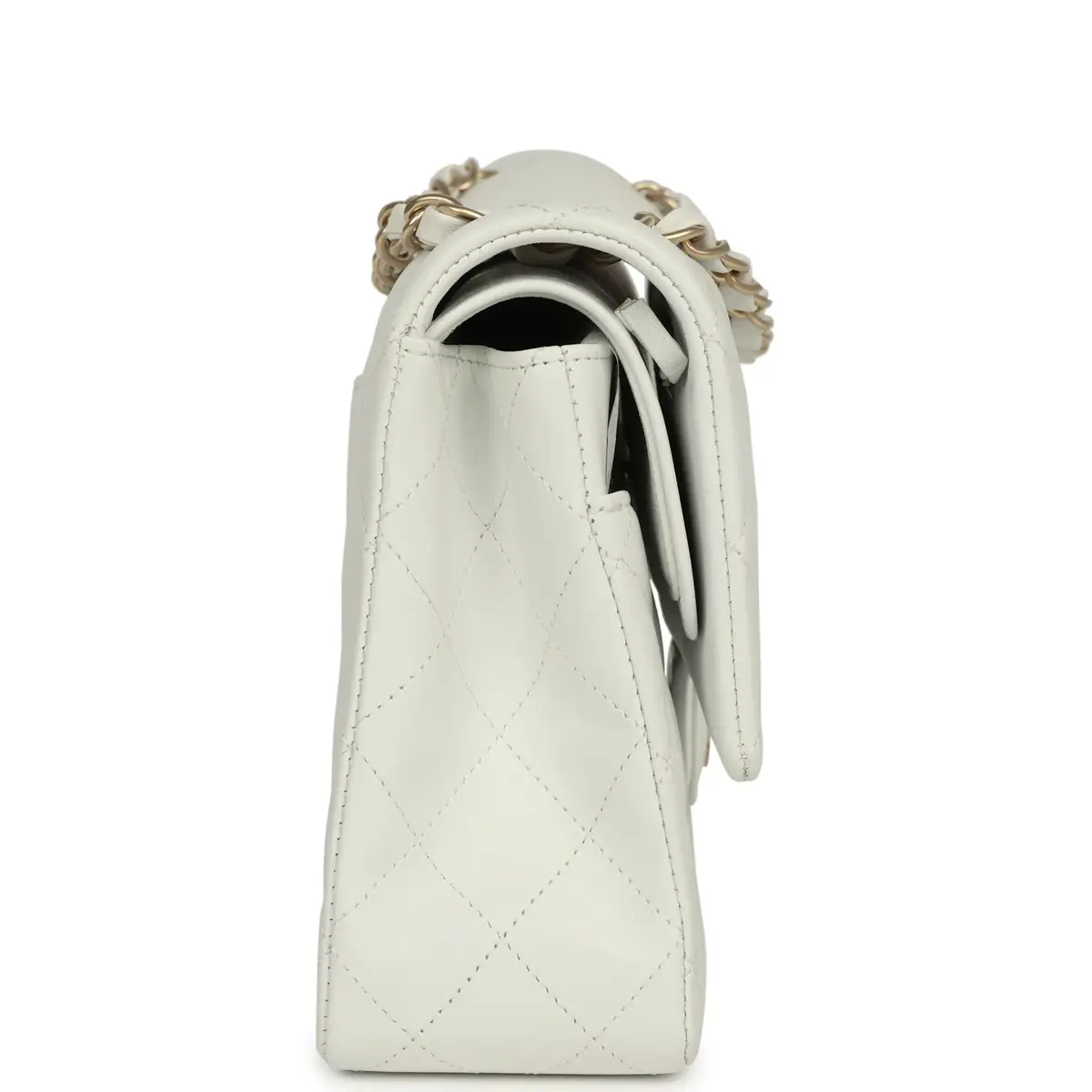 Chanel Chanel Medium Classic Double Flap Bag White Lambskin Brushed Gold Hardware | Thumbnail 3 Chanel Chanel Medium Classic Double Flap Bag White Lambskin Brushed Gold Hardware | Thumbnail 3