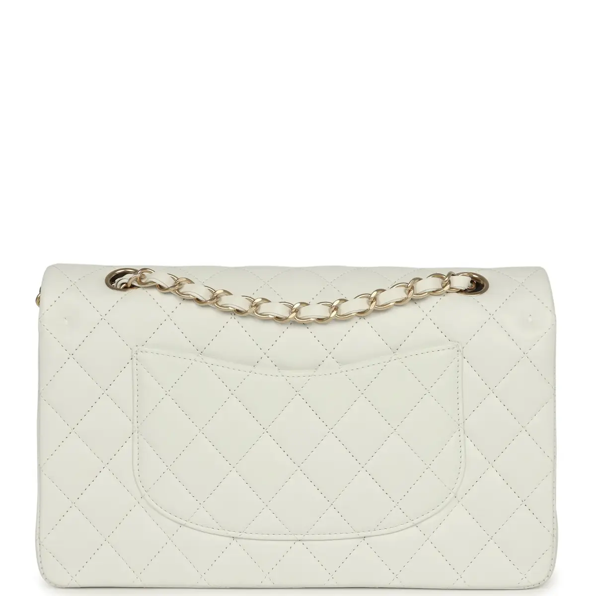 Chanel Chanel Medium Classic Double Flap Bag White Lambskin Brushed Gold Hardware | Thumbnail 4 Chanel Chanel Medium Classic Double Flap Bag White Lambskin Brushed Gold Hardware | Thumbnail 4