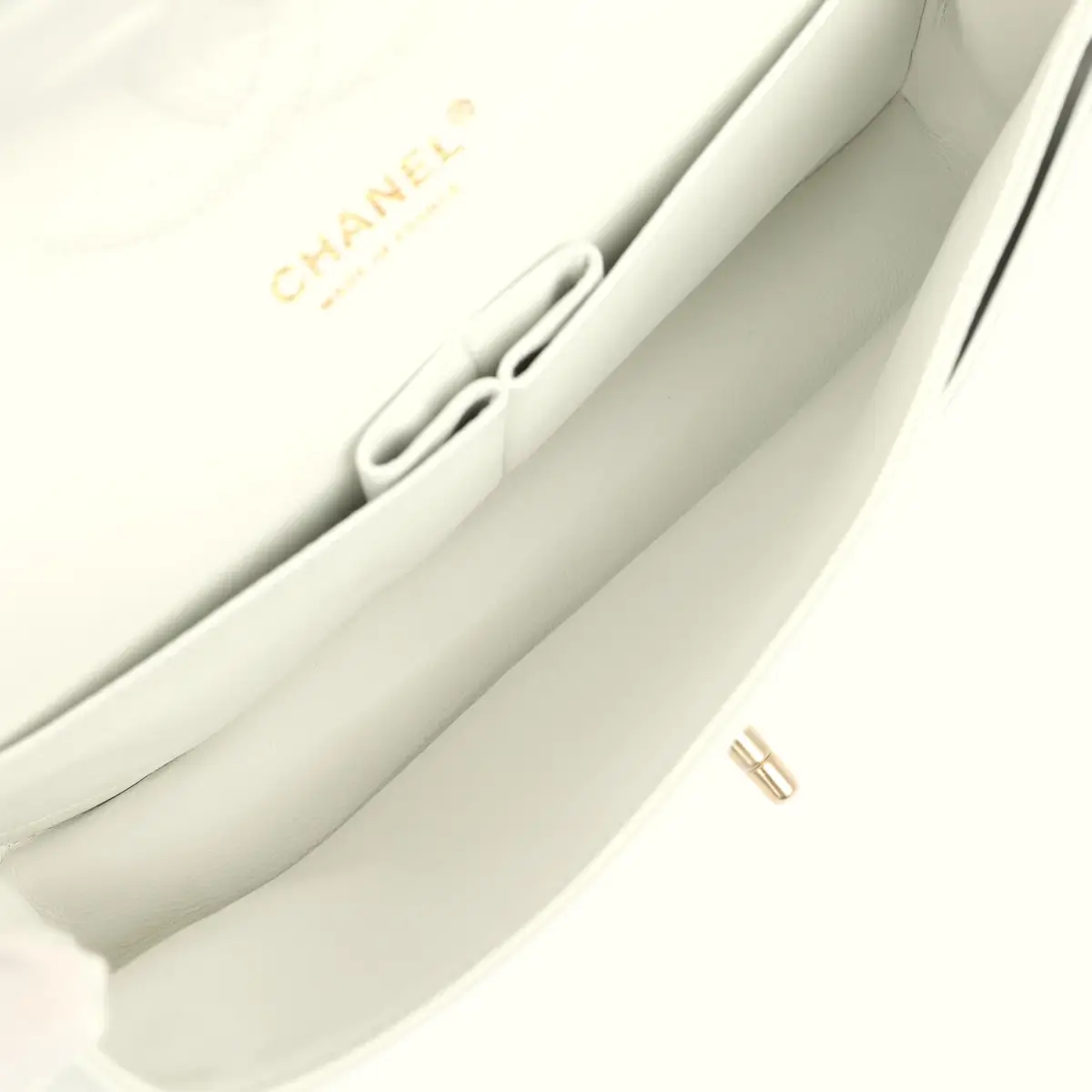 Chanel Chanel Medium Classic Double Flap Bag White Lambskin Brushed Gold Hardware | Thumbnail 9 Chanel Chanel Medium Classic Double Flap Bag White Lambskin Brushed Gold Hardware | Thumbnail 9