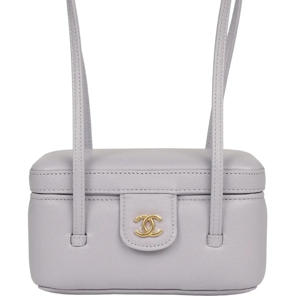 Chanel Chanel Preppy Coco Long Vanity with Straps Light Purple Shiny Caviar Brushed Gold Hardware