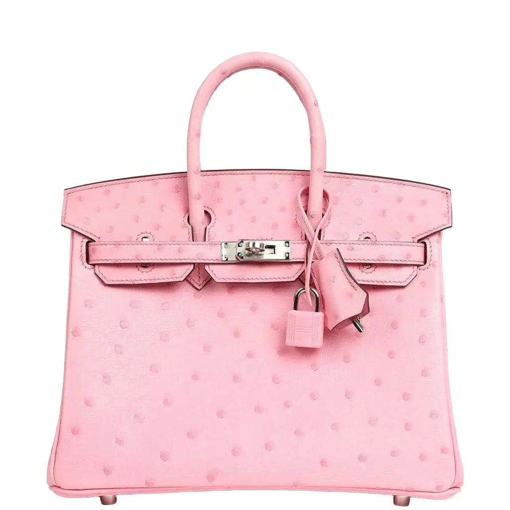 Hermes Birkin 25 Bubblegum Ostrich Boreal Palladium Hardware Hermes Birkin 25 Bubblegum Ostrich Boreal Palladium Hardware