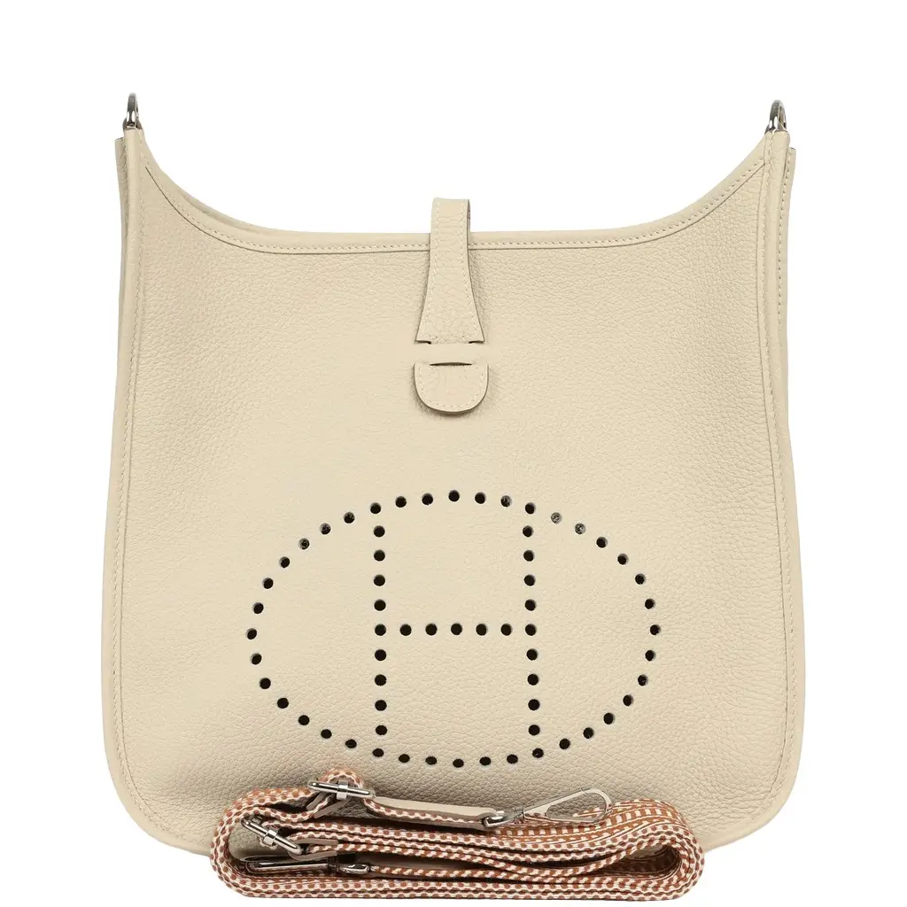 HERMÈS Hermes Evelyne III PM Craie Clemence Palladium Hardware