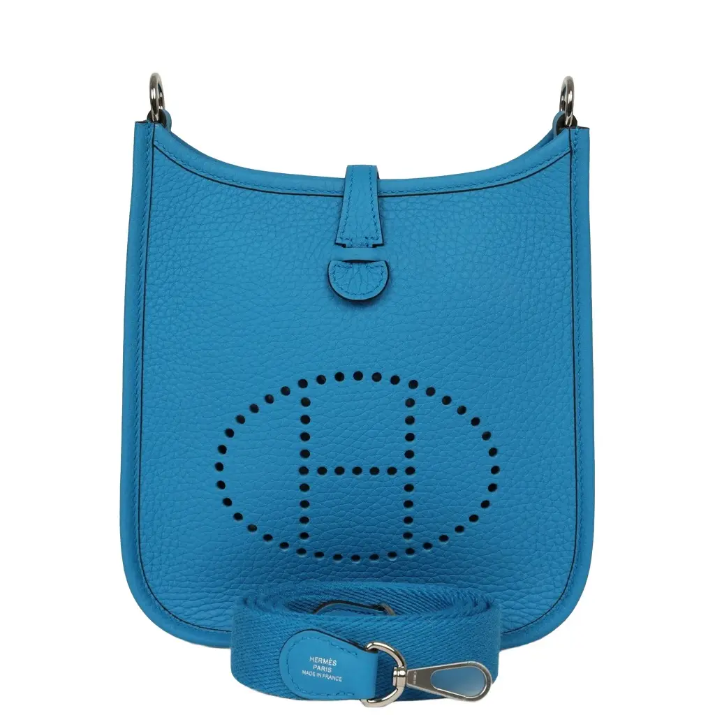 HERMÈS Hermes Evelyne TPM Bleu Zanzibar Clemence Palladium Hardware