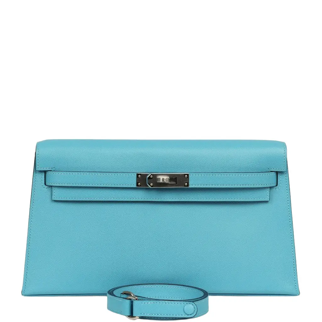 HERMÈS Hermes Kelly Elan Bleu Du Nord Madame Palladium Hardware