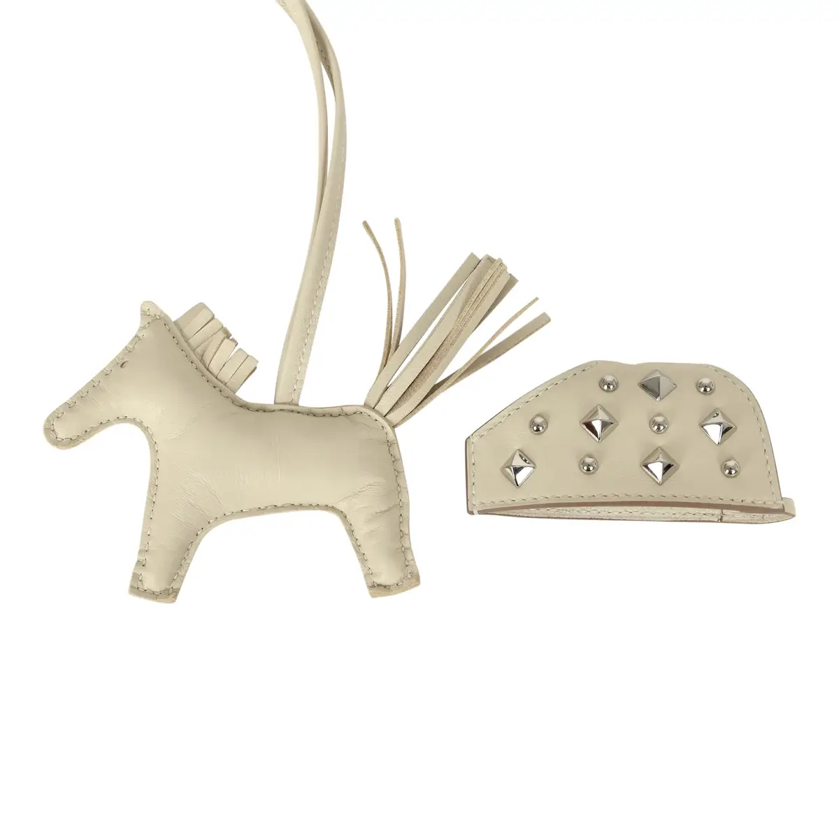 HERMÈS Hermes Rodeo Rock Bag Charm PM Craie Milo Lambskin Palladium Hardware | Thumbnail 3 HERMÈS Hermes Rodeo Rock Bag Charm PM Craie Milo Lambskin Palladium Hardware | Thumbnail 3