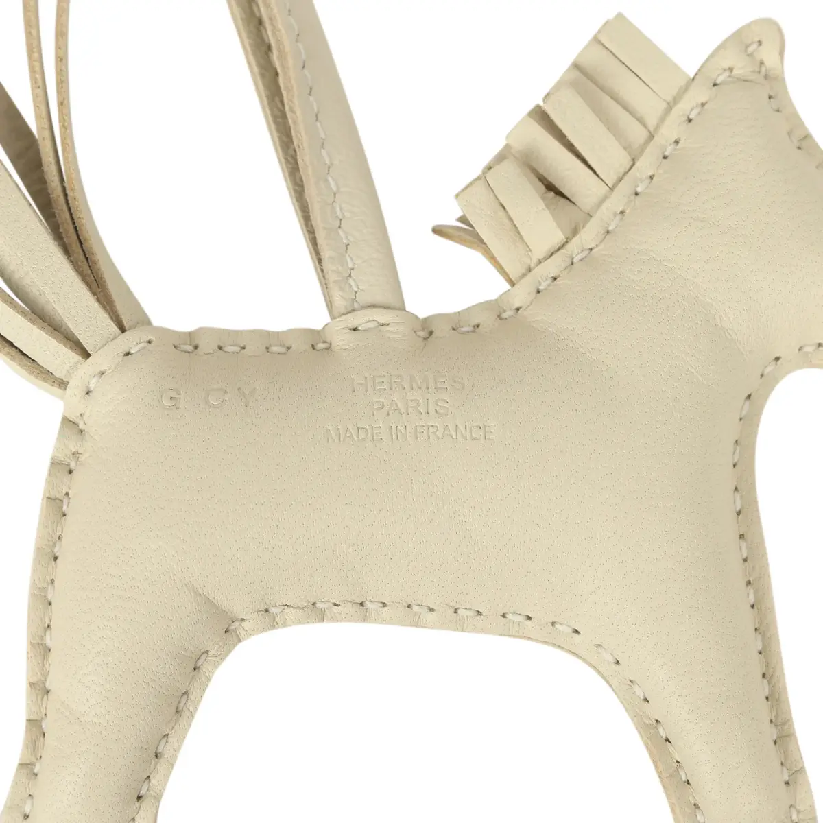 HERMÈS Hermes Rodeo Rock Bag Charm PM Craie Milo Lambskin Palladium Hardware | Thumbnail 5 HERMÈS Hermes Rodeo Rock Bag Charm PM Craie Milo Lambskin Palladium Hardware | Thumbnail 5