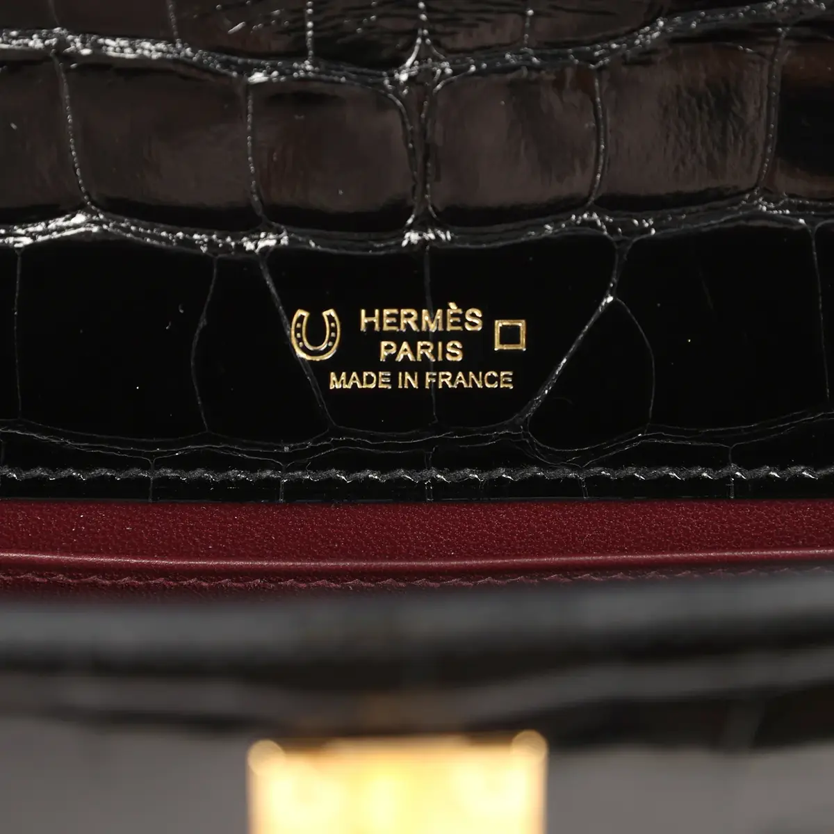 HERMÈS Hermes Special Order (HSS) Kelly Pochette Black Verso Shiny Alligator Gold Hardware | Thumbnail 7 HERMÈS Hermes Special Order (HSS) Kelly Pochette Black Verso Shiny Alligator Gold Hardware | Thumbnail 7