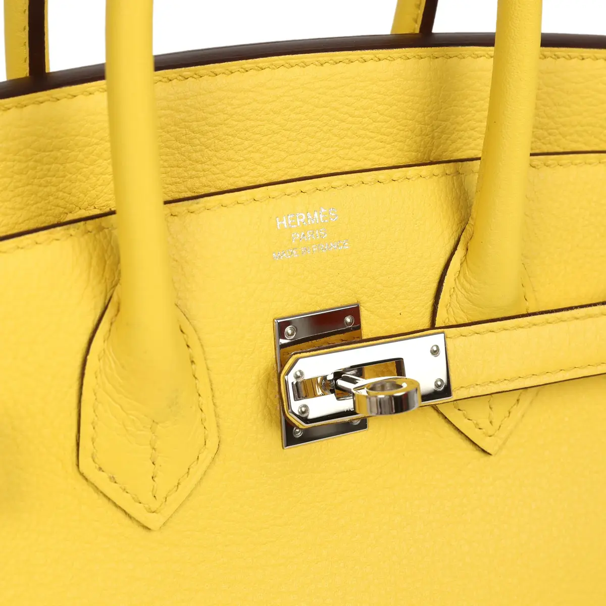 HERMÈS Pre-owned Hermes Birkin 25 Jaune de Naples Novillo Palladium Hardware | Thumbnail 7 HERMÈS Pre-owned Hermes Birkin 25 Jaune de Naples Novillo Palladium Hardware | Thumbnail 7