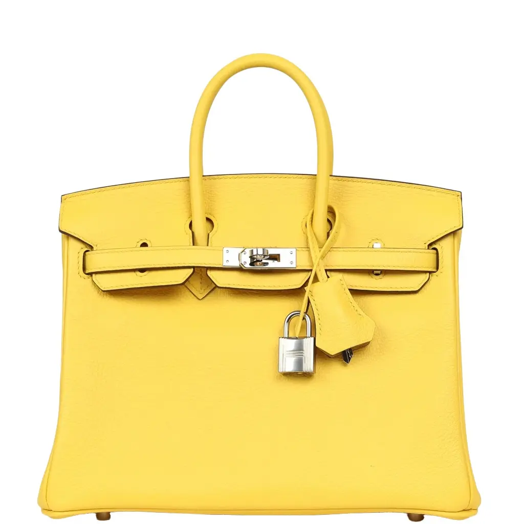 HERMÈS Pre-owned Hermes Birkin 25 Jaune de Naples Novillo Palladium Hardware