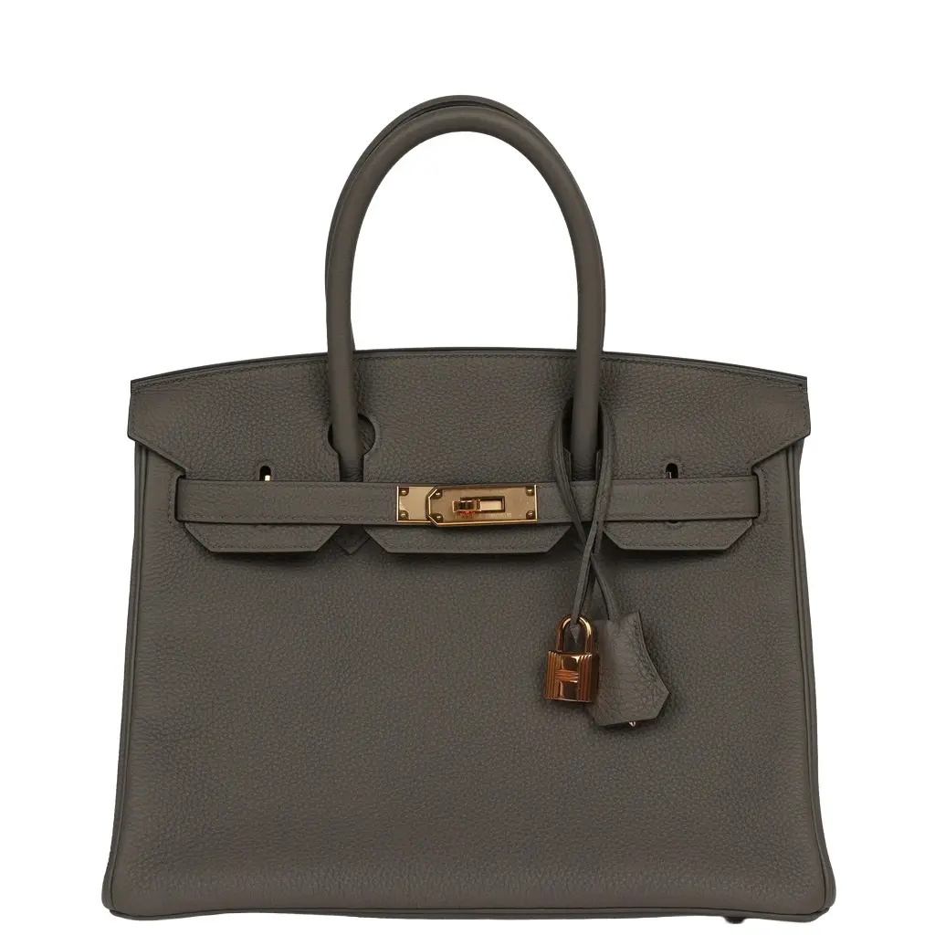 HERMÈS Pre-owned Hermes Birkin 30 Etain Togo Rose Gold Hardware