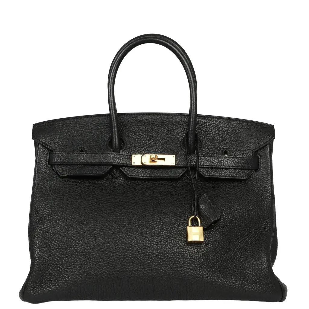 Pre-owned Hermes Birkin 35 Black Togo Gold Hardware