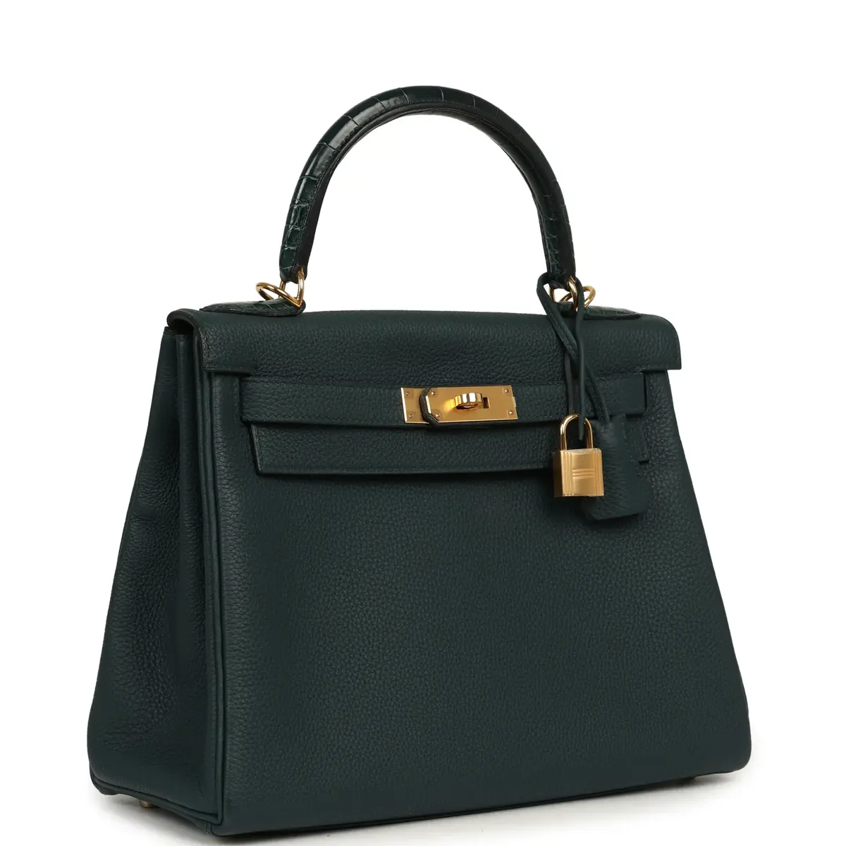 HERMÈS Pre-owned Hermes Kelly Retourne 28 Vert Cypress Togo, Matte Alligator Touch Gold Hardware | Thumbnail 2 HERMÈS Pre-owned Hermes Kelly Retourne 28 Vert Cypress Togo, Matte Alligator Touch Gold Hardware | Thumbnail 2